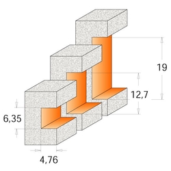 CMT C980 Drážkovacia bočná fréza CORIAN - D22,2 I19,05 R4,76 S=12