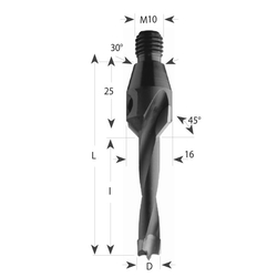 CMT Vrták kolíkovací so záhlbníkom S=M10, 30° HW - D12x30 LB55 P