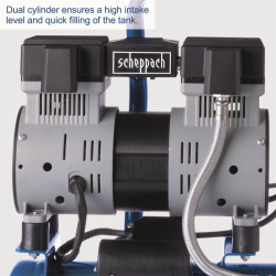 Scheppach HC 08 Si ultra tichý bezolejový dvouválcový kompresor 6 l