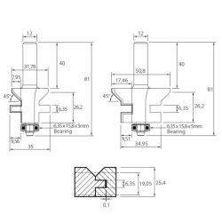 IGM M142 Fréza pre spoj na pero-drážku - D50,8x29,65 t19,05-25,4 L81 S=12 HW