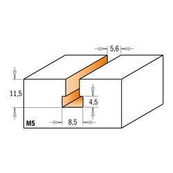 CMT C950 Fréza na cylindrické drážky HW - D8,5x11,5 d5,6 L47 S=8 Z1, M5